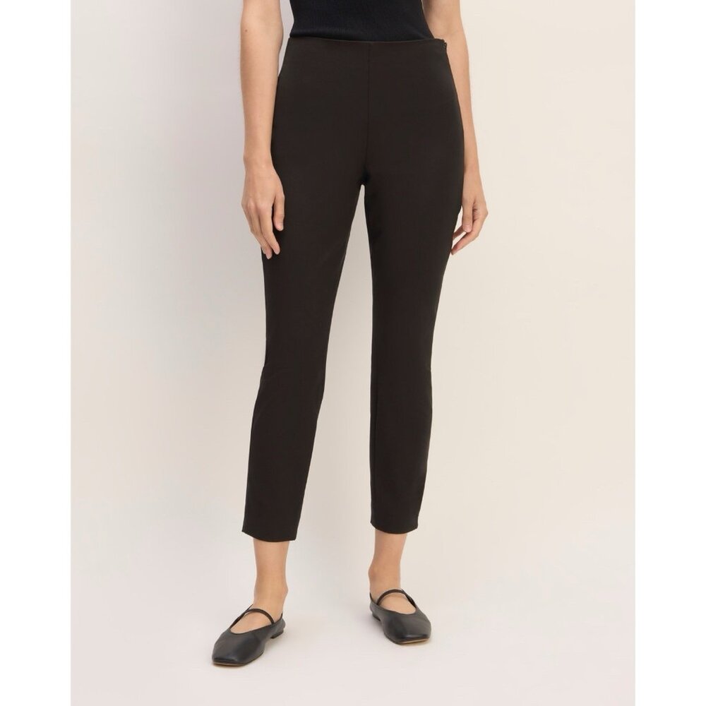 Everlane Bi-Stretch Work Pant Womens Size 0 Black Mid Rise Slim Side Zip NWOT